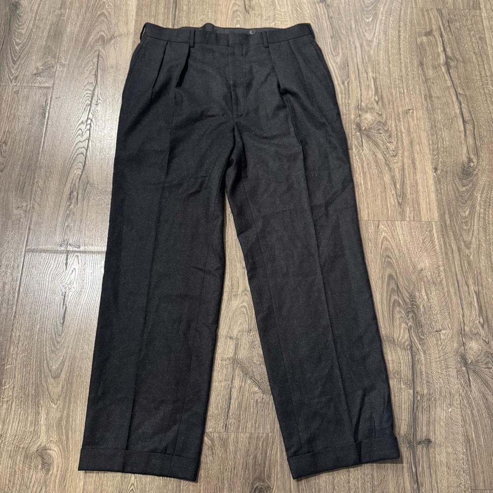 Polo by Ralph Lauren 100% virgin wool size 35R men blue label dark gray pants